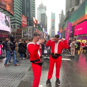 Connor with his buddy at SantaCon in NYC