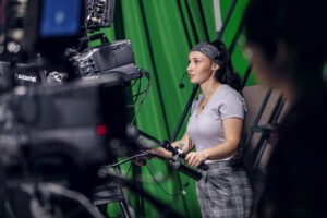 Allegheny student behind the camera for ACTV (Allegheny College Television).