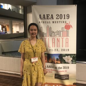 Professor Sun after presenting her paper at the Agricultural and Applied Economics Association (AAEA) Annual Conference