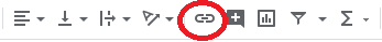 Image of the insert hyperlink button on the toolbar