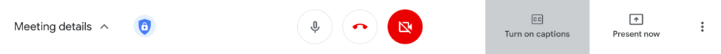 Screenshot of Toolbar in Google Meet