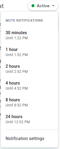 Google Chat dropdown in Google Chat