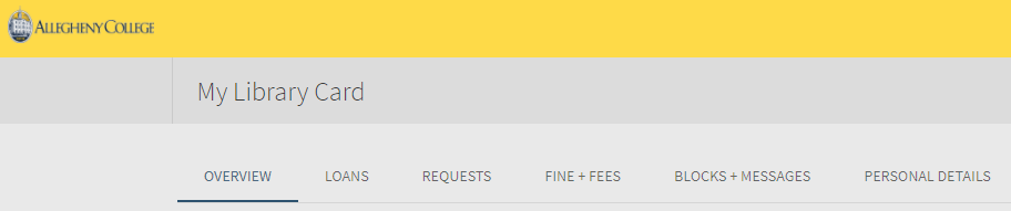 Screenshot of the tabs in the "My Library Account" page in AggreGator