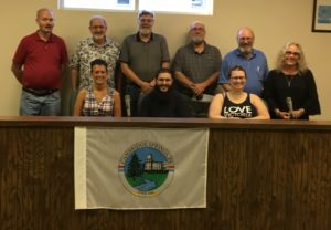 Altay Baskan, sitting in the center with the Cambridge Springs, PA Borough Board Members after the July 15th presentation.
