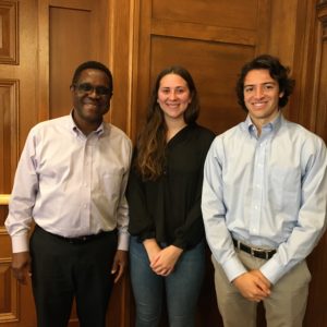Allegheny Economics Research Team from left: Dr. Onyeiwu, Gillian Greene '20 and Matthew Massucci '20