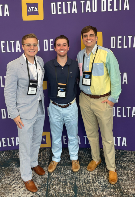 Andrew Strobel '24, Richard (R.J.) Swanson '24 and John Fazio ‘20 at the Karnea conference for Delta Tau Delta 