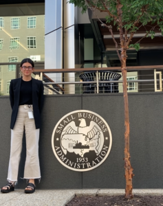 CBE Fellow Lucia Jueguen ’24 at her summer experience at the American University and U.S. Small Business Administration in Washington D.C.