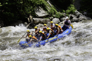 Students whitewater rafting.