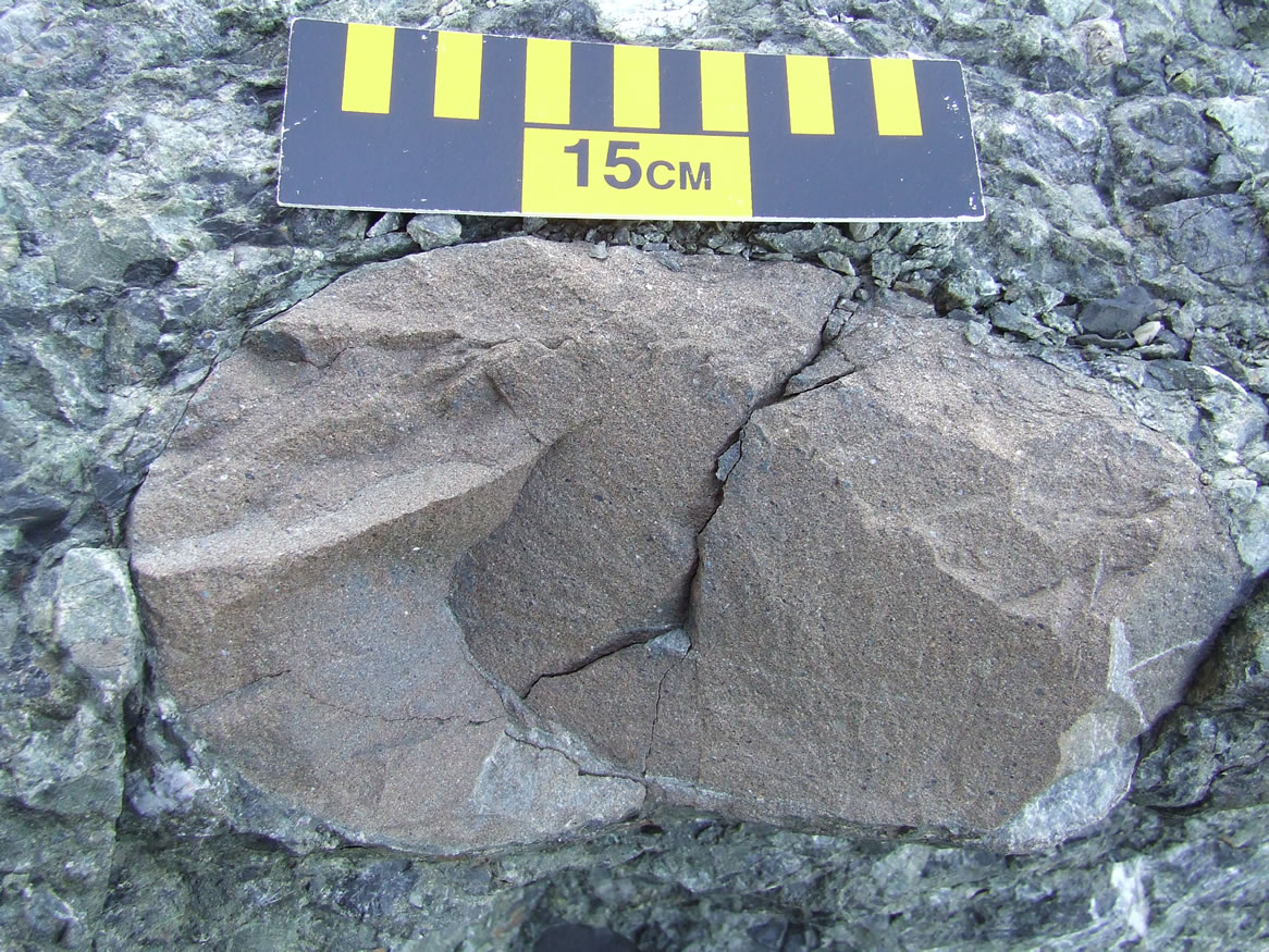 Large sandstone clast within the McHugh Conglomerate