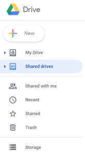 Google Drive menu in Chrome