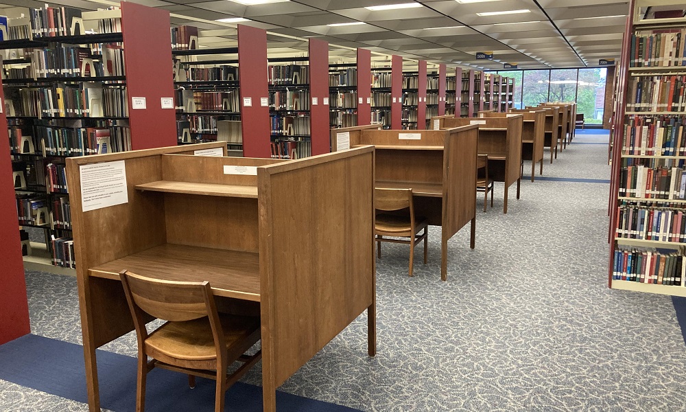 Study carrels in Pelletier Library