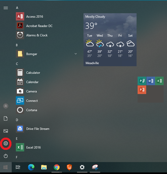 Start menu settings Icon