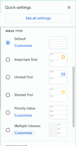 Inbox Type menu in Gmail