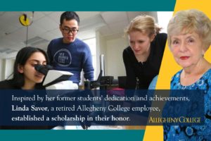 Retired Allegheny College Employee Linda Savor and Students