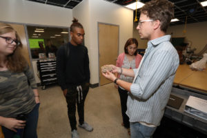 Professor Byron Rich instructs students in Allegheny's Innovation Center. (Photos by Ed Mailliard)