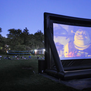 Shrek movie viewing on the lawn