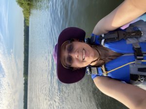 Allegheny alumna Brandi Baros navigates the Shenango River.