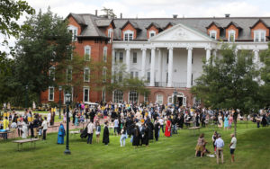 Commencement reception near Brooks Hall 