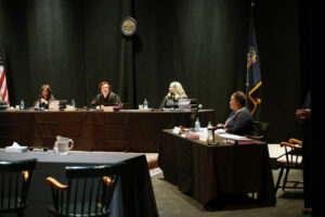 At Allegheny College, the Pennsylvania Superior Court hears oral arguments about cases currently before the court, Oct. 1, 2024. Photo by Ed Mailliard. 