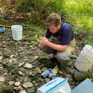 Eden Brody '23 testing a French Creek water sample for pH